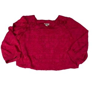 Vintage REO Original Women’s Size 12 Blouse Top Pink Floral Crop Rehemmed #0509